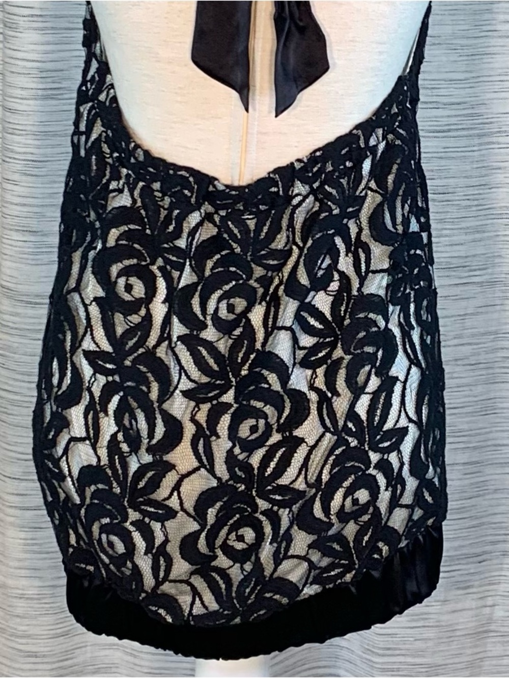 Lu Lu Lame black lace with white lining halter top. - Picture 11 of 15